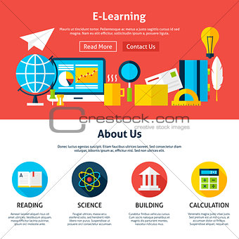 Electronic Learning Flat Web Design Template