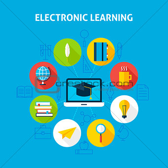Electronic Learning Infographic Concept