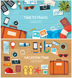 summer and travel flat banner background template