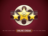 Online cinema icon logo concept with film