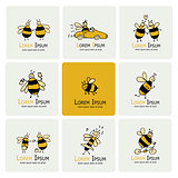 Funny bee collection, sketch for your design