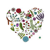 Floral heart shape for your design