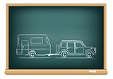 camp car drawn on blackboard