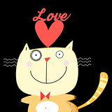 illustration with love cat