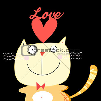 illustration with love cat