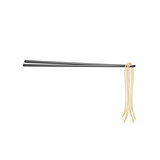 Wooden chopsticks in black design holding noodles