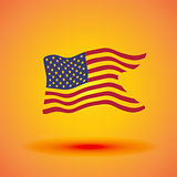 Illustration of a waving flag of the United States of America. Independence Day