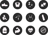 Fitness and Sport vector icons for web mobile. All elements are grouped.