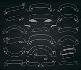 Collection of Vector Chalk Drawing Ribbons, Banners