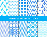 Vector sea and marine seamless patterns