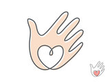 Vector hand with heart logo design. Arm with heart logo. Hand care logo. Protection logo. Love logo. Hand icon. Vector logo design.