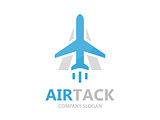 Vector airplane and a letter logo design. Airport logo. Sky travel logo. Travel agency logo. Vector logo design.