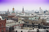 Moscow downtown streets from above background