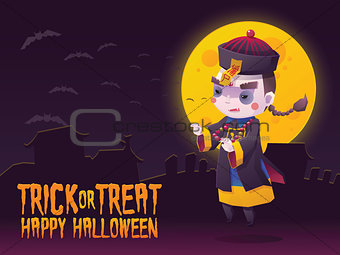 Chinese Hopping Vampire Ghost for Halloween Card