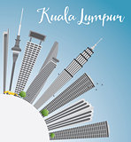 Kuala Lumpur Skyline with Gray Buildings, Blue Sky and Copy Spac