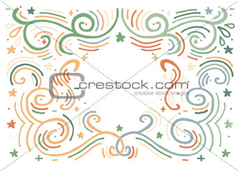 Hand drawn print with decorative outline ornament and copy space