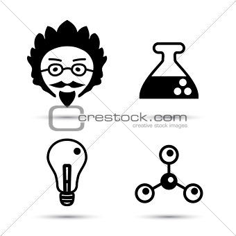 Professor and science icons vector illustration