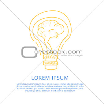 Electric Bulb With Brain Inside Illustration