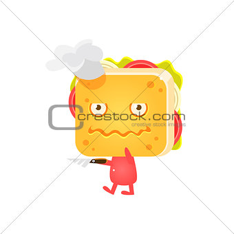 Sandwich Character With Cooking Knife