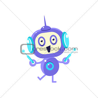 Happy Little Robot With Two Antennas