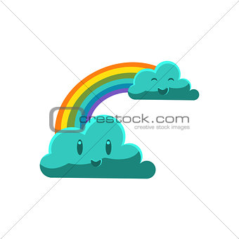 Two Clouds Connected With The Rainbow