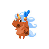 Brown Unicorn With Feather In Hair