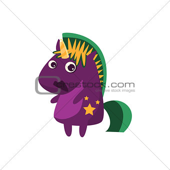 Purple Unicorn With Green Crest