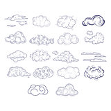 Different Style Hand Drawn Clouds Set