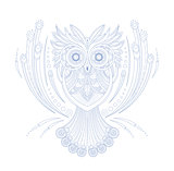 Owl Stylised Doodle Zen Coloring Book Page