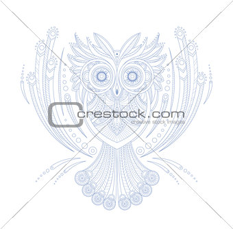 Owl Stylised Doodle Zen Coloring Book Page