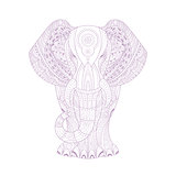 Elephant Stylised Doodle Zen Coloring Book Page