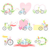 Message Template Set With Bicycles And Hearts