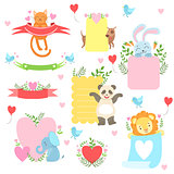 Message Template Set With Cute Animals