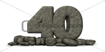 stone number forty on white background - 3d rendering