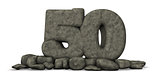 stone number fifty on white background - 3d rendering