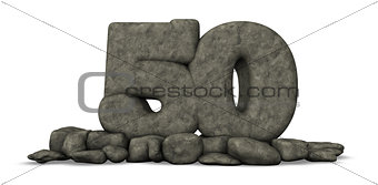 stone number fifty on white background - 3d rendering