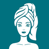 Girl with a towel on head