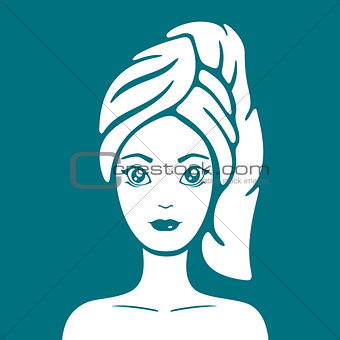 Girl with a towel on head