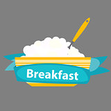 Breakfast Cereal Oatmeal, Icon in Modern Flat Style Vector Illus