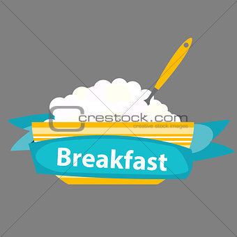 Breakfast Cereal Oatmeal, Icon in Modern Flat Style Vector Illus