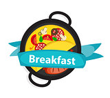 Breakfast Omelet with Sausage Icon in Modern Flat Style Vector I