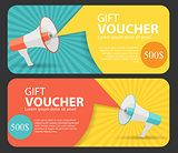 Gift Voucher Template For Your Business.  Megaphone and Speech B
