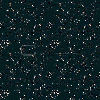 Seamless Pattern. Zodiac Sign of the Beautiful Bright Stars on C