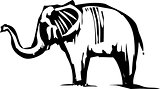 Woodcut Asian Elephant