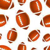 Many bright rugby balls on white, seamless pattern
