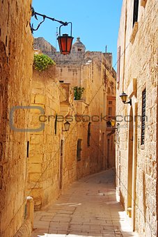 Street view in Mdina, Malta.