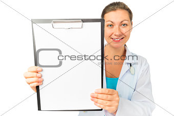 clean empty form for advertising in the hands of Doctor
