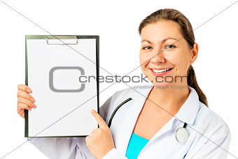 white poster for records and a health worker