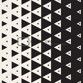 Vector Seamless Black and White Vertical Triangle Halftone Pattern
