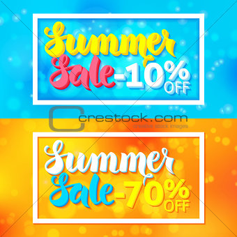 Summer Sale Website Horizontal Banners with White Frame